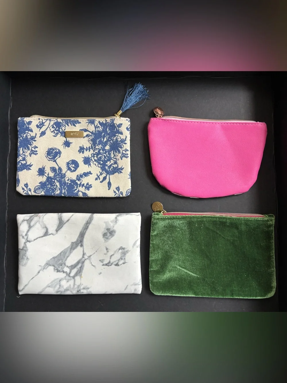Set of 4 Ipsy zipper pouch bags